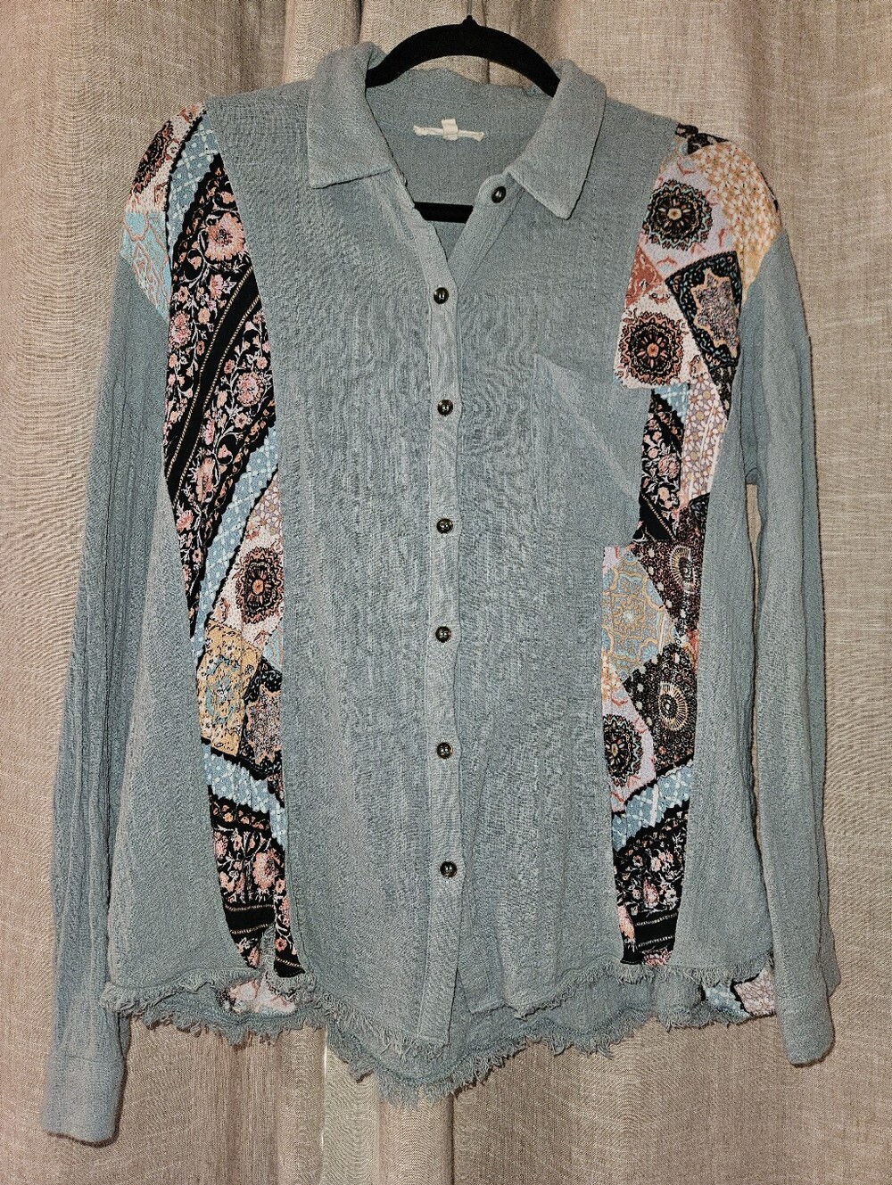Mystree Blouse Large Sage Green With Contrast